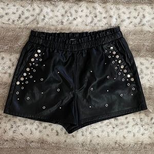 Faux Leather High Waisted Dress Shorts